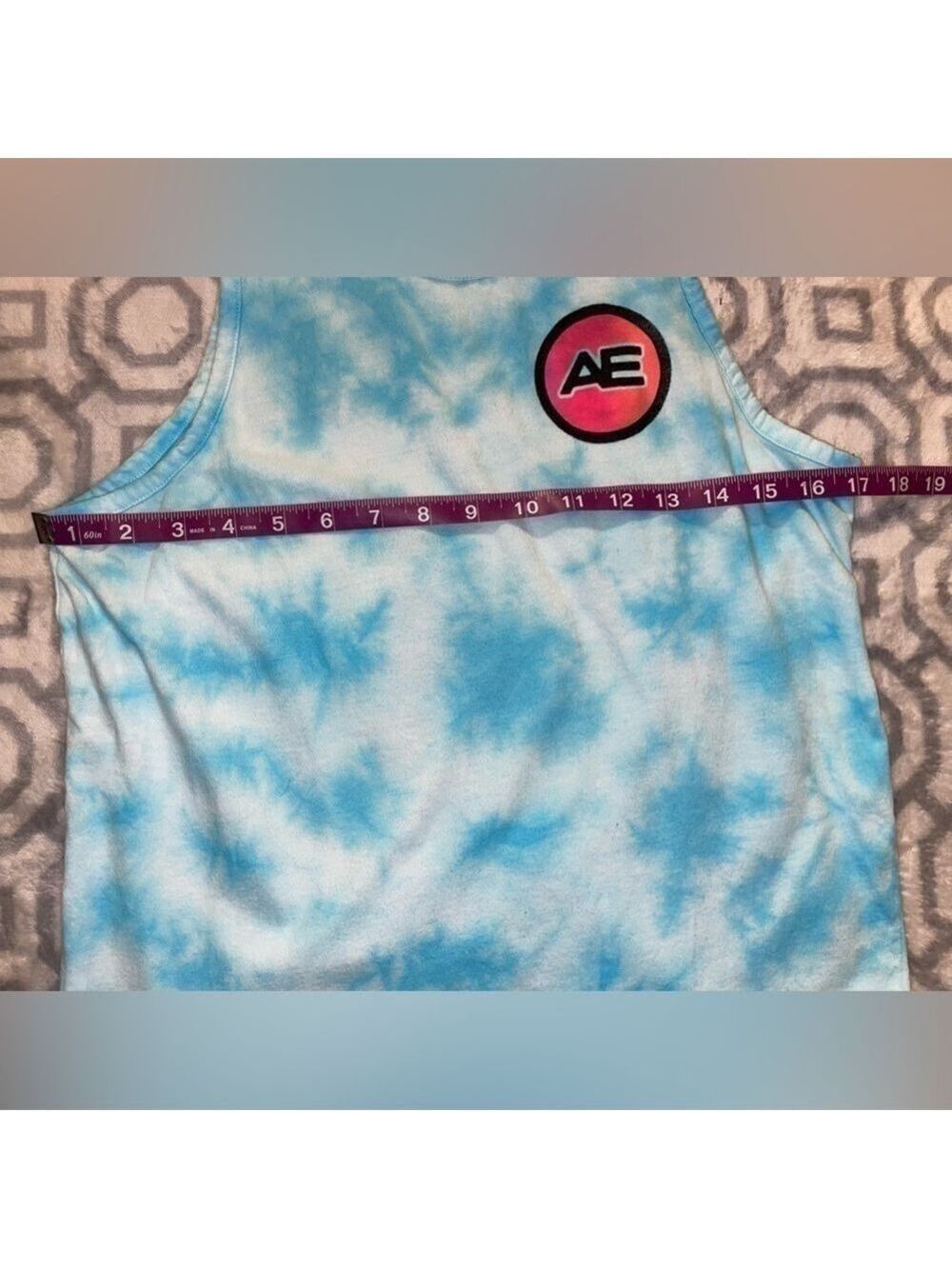 Y2K American Eagle tank top blue tie-dyed surf shirt top - Picture 11 of 11